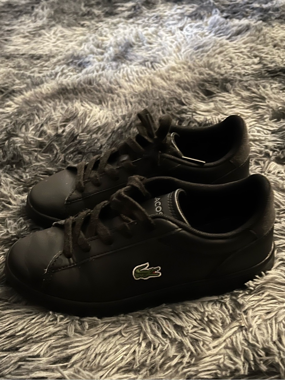 Lacoste Kids Black Sneakers Size 2 Youth Unisex Casual Shoes